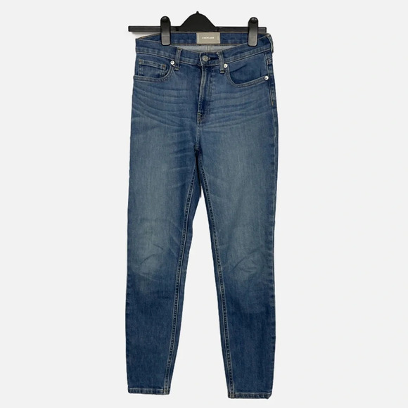Everlane Jeans Denim Size 27 Regular Medium Blue Faded Whiskered Tapered - Picture 2 of 8